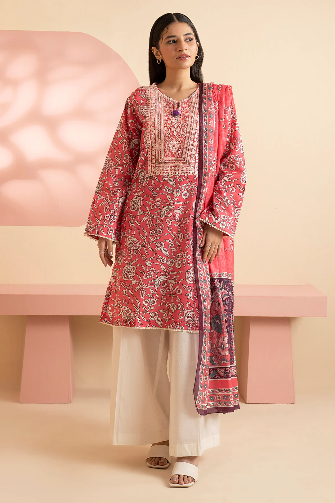 Embroidered Kurta Dupatta - 1476 - Image 5