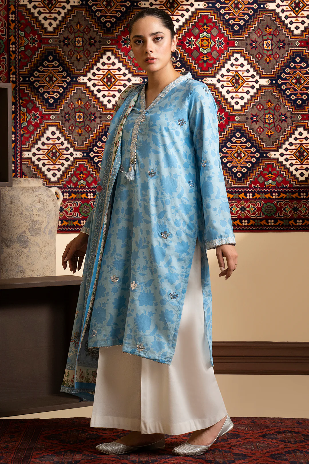 Embroidered Kurta Dupatta - 1609 - Image 4