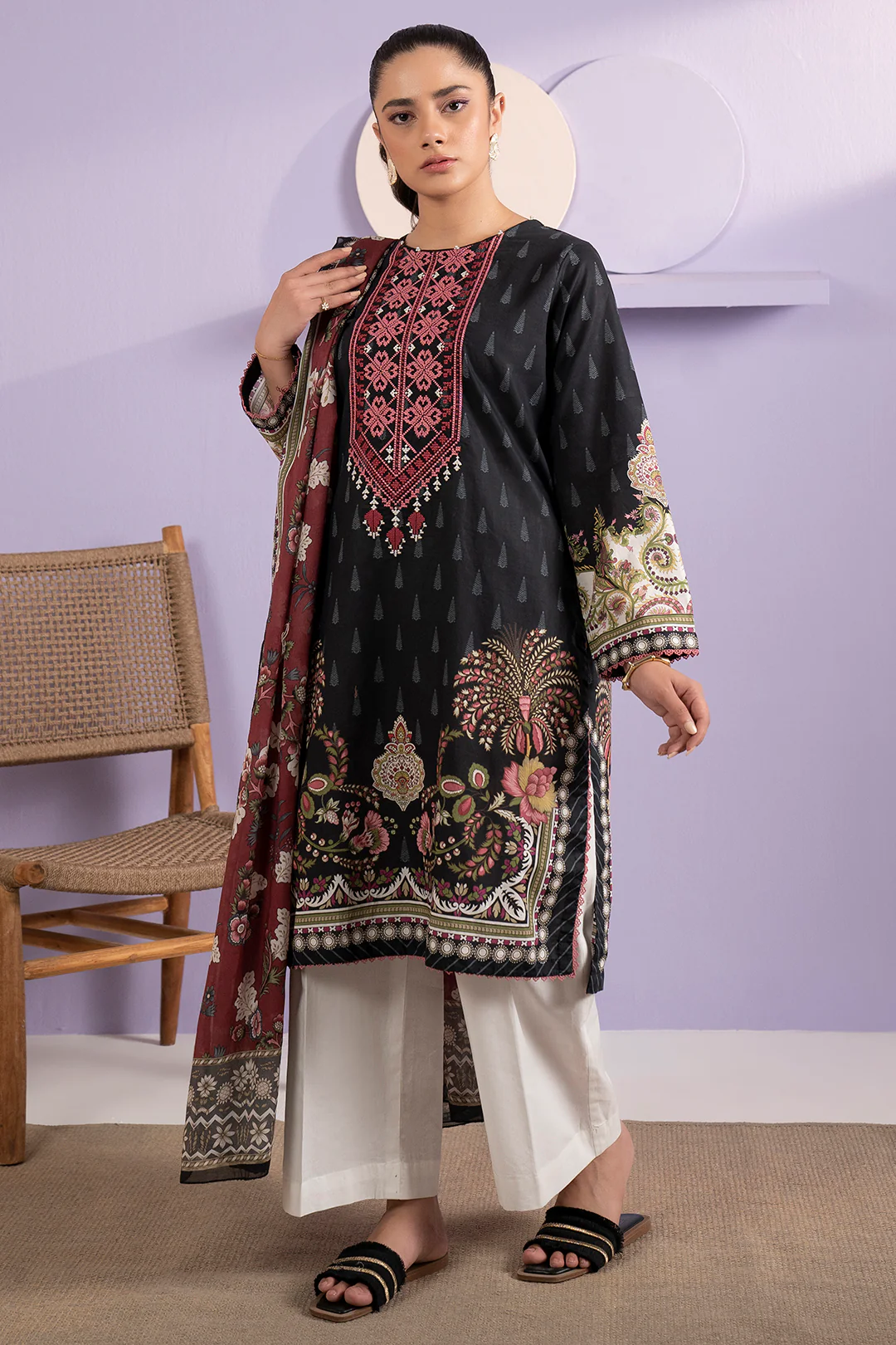 Embroidered Kurta Dupatta - 1669 - Image 3