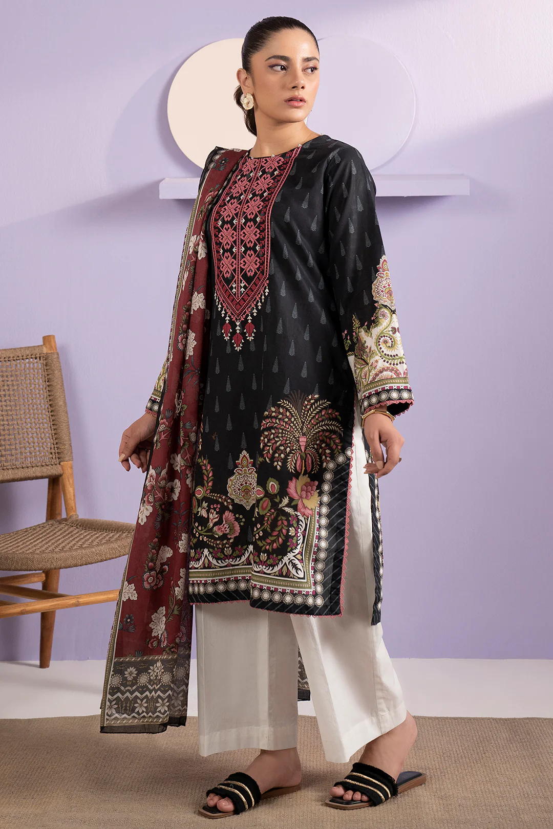 Embroidered Kurta Dupatta - 1669 - Image 6