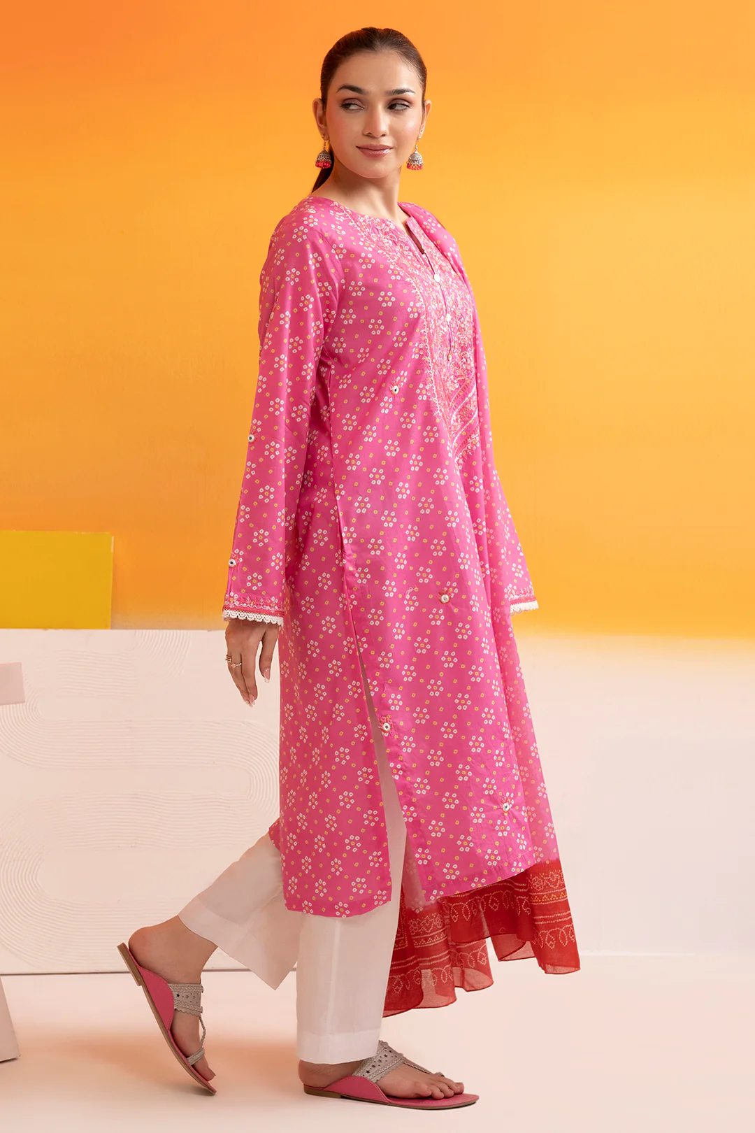 Embroidered Kurta Dupatta - 1809 - Image 7