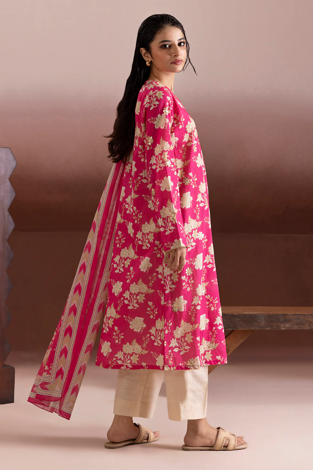 Embroidered Kurta Dupatta - 1969 - Image 3
