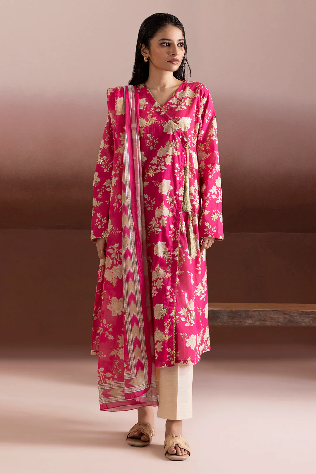 Embroidered Kurta Dupatta - 1969 - Image 4