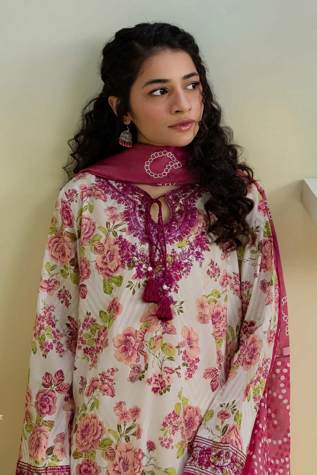 Embroidered Kurta Dupatta - 1943 - Image 2