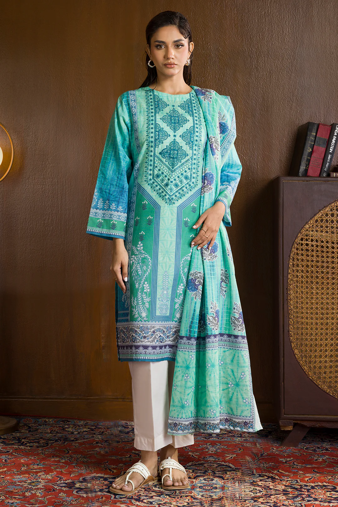 Embroidered Kurta Dupatta - 3064 - Image 6