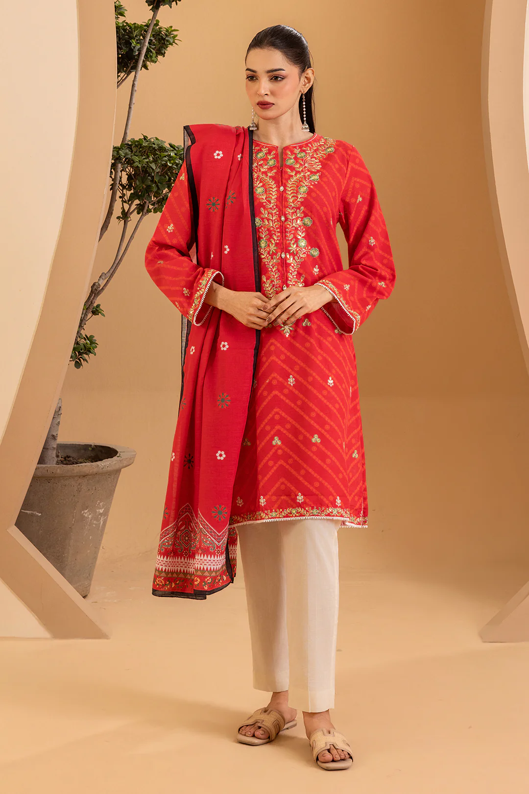 Embroidered Kurta Dupatta - 3111 - Image 2