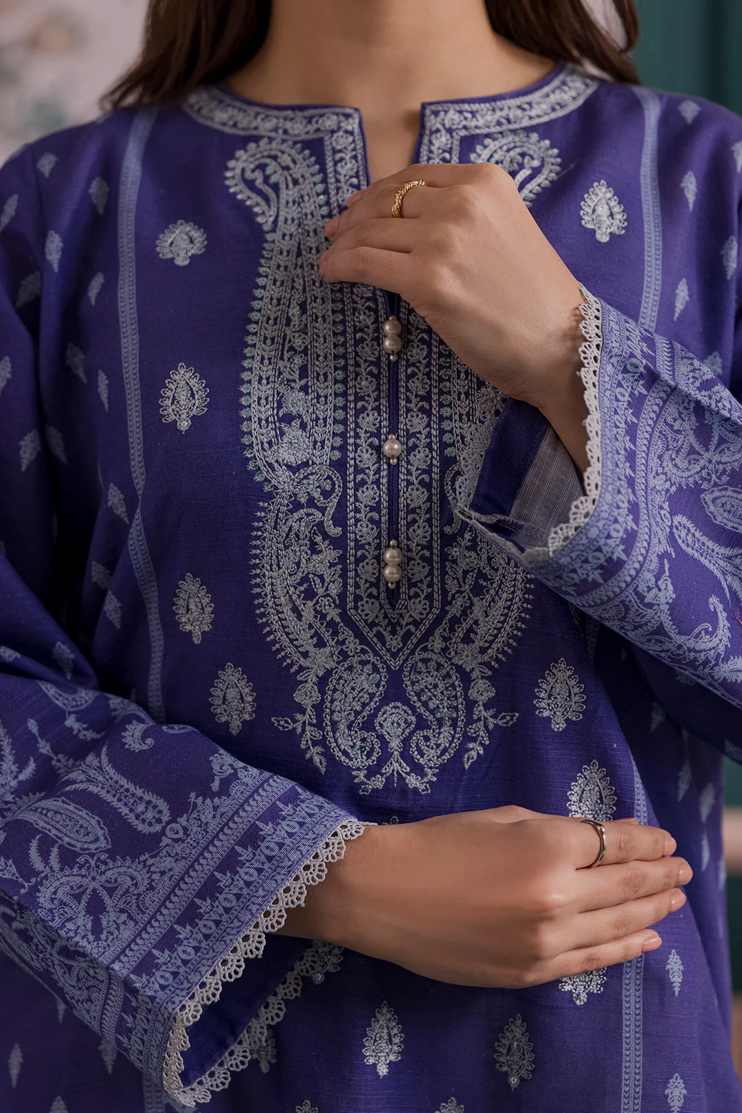 Embroidered Kurta Dupatta - 2857 - Image 5