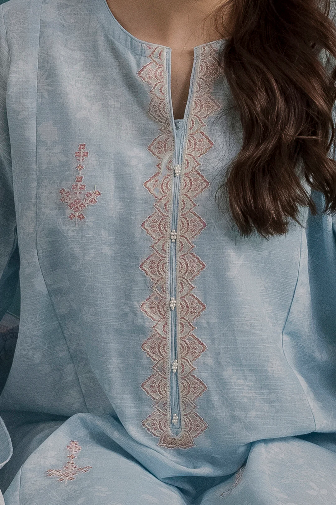 Embroidered Kurta Dupatta - 2858 - Image 4