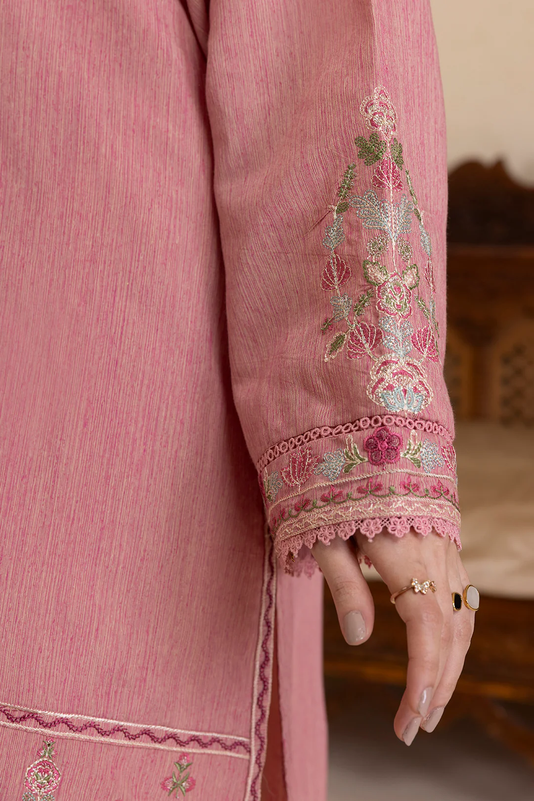 Embroidered Kurta Shawl Trouser - 3414 - Image 7