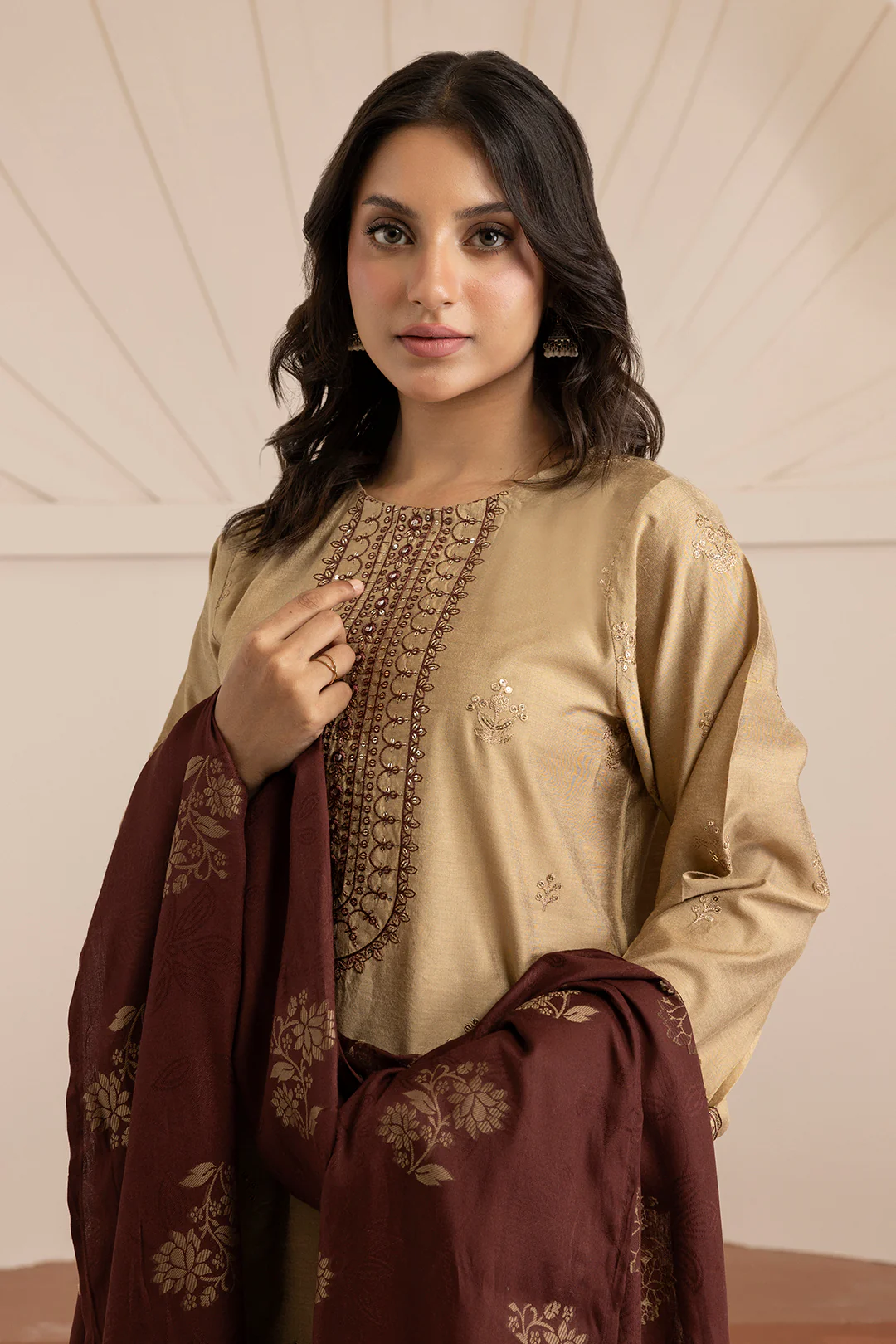 Embroidered Kurta Shawl Trouser - 3419 - Image 3
