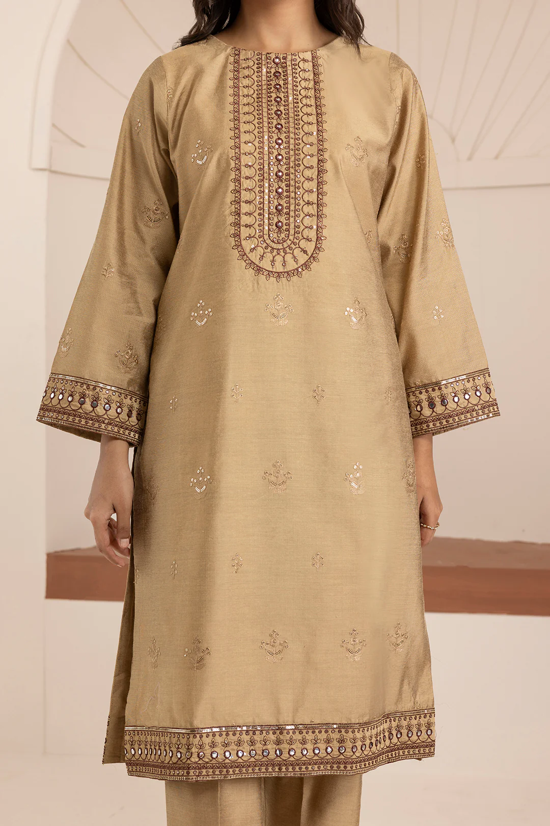 Embroidered Kurta Shawl Trouser - 3419 - Image 4