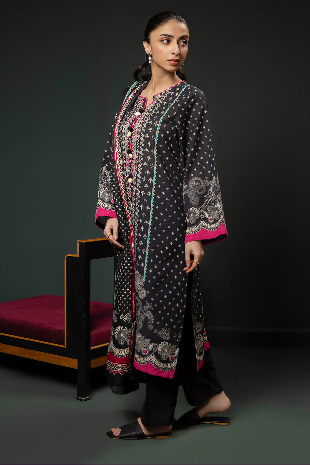 Kurta Shawl Trouser - 3008 - Image 6