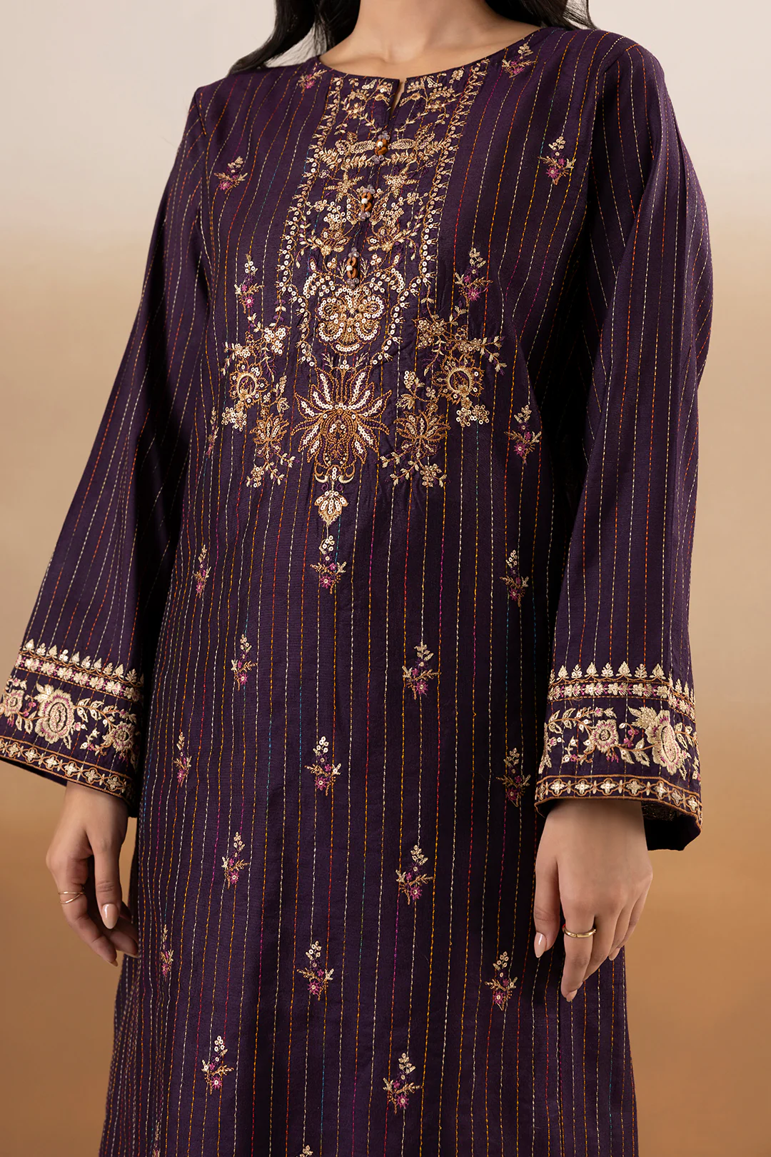 Embroidered Kurta Shawl Trouser - 3393 - Image 3