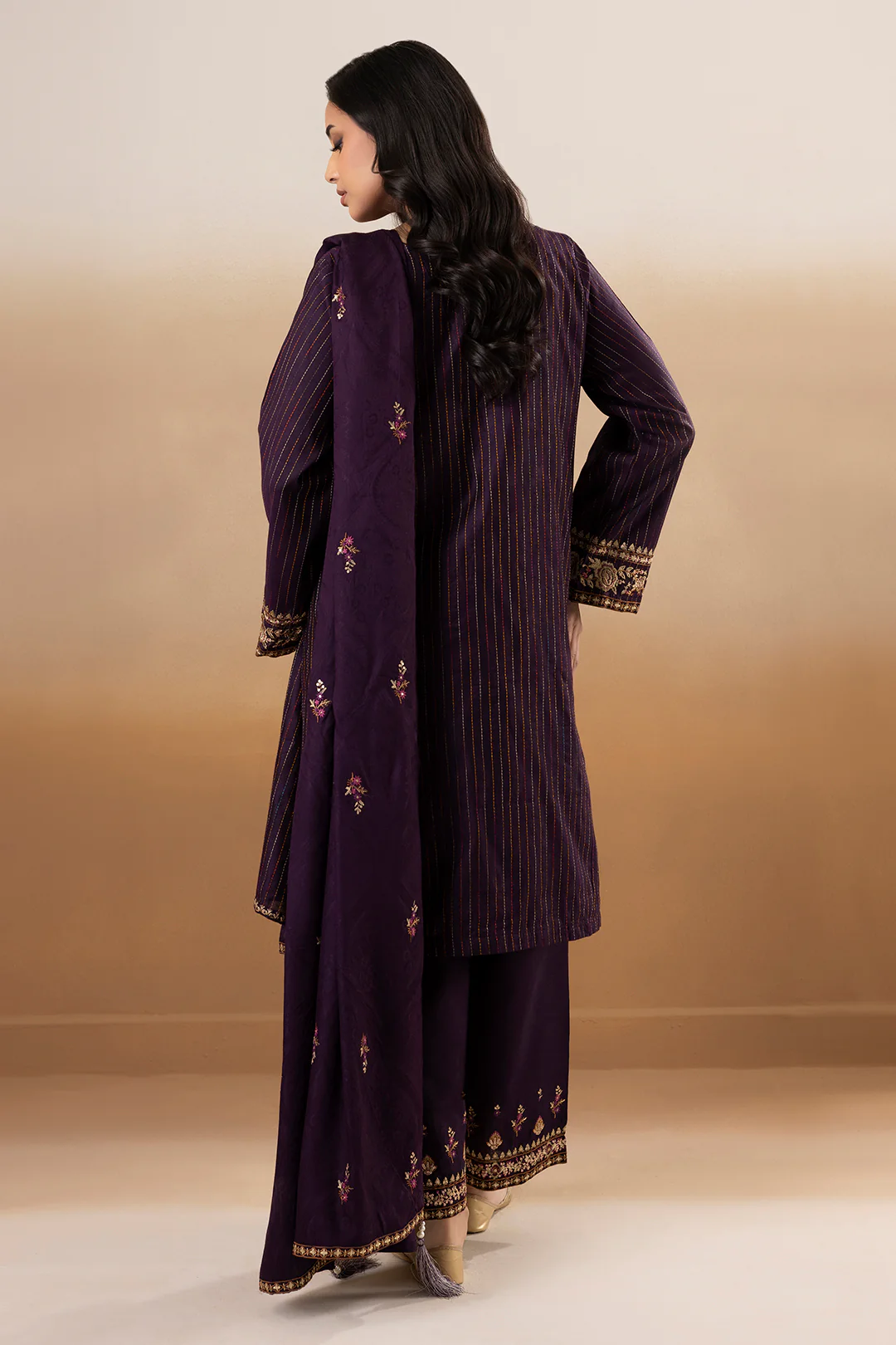 Embroidered Kurta Shawl Trouser - 3393 - Image 7