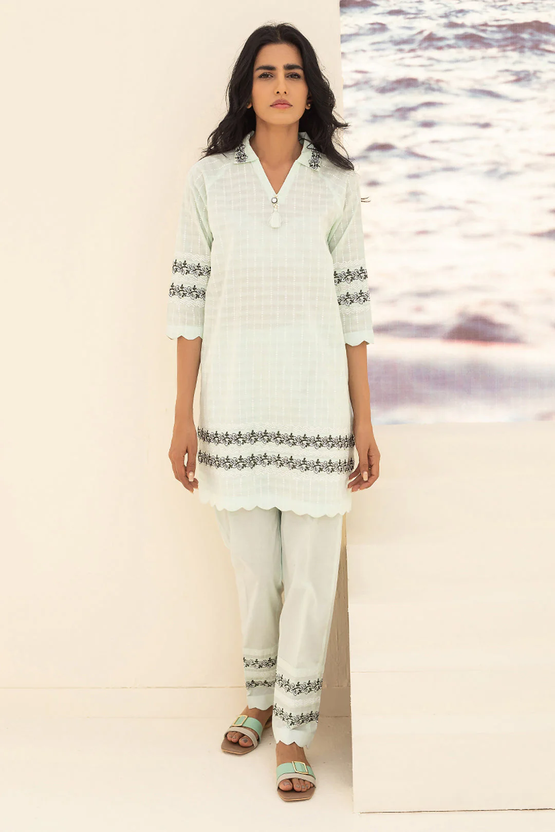 Embroidered Kurta Trouser - 0440 - Image 3