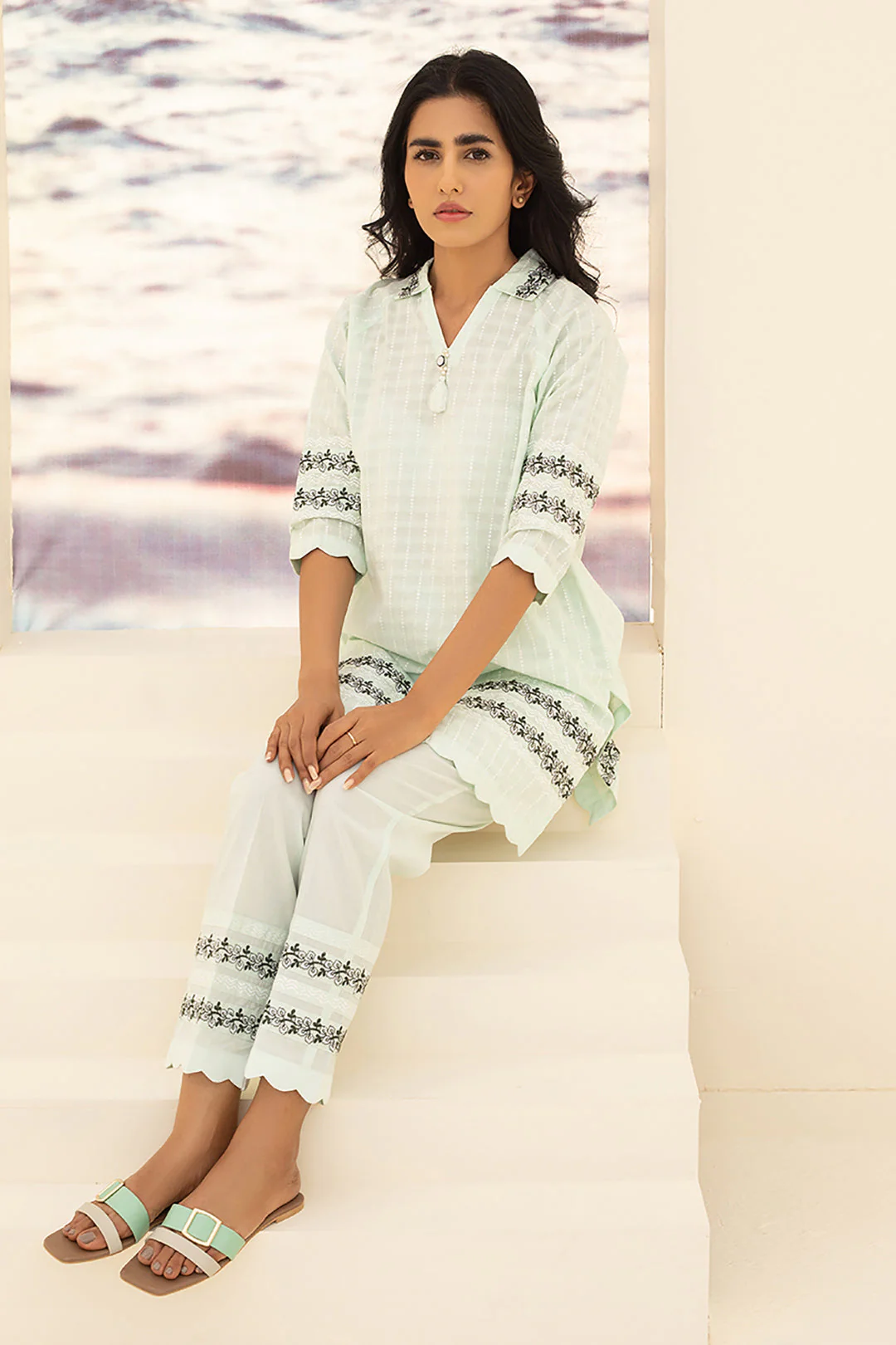 Embroidered Kurta Trouser - 0440 - Image 5