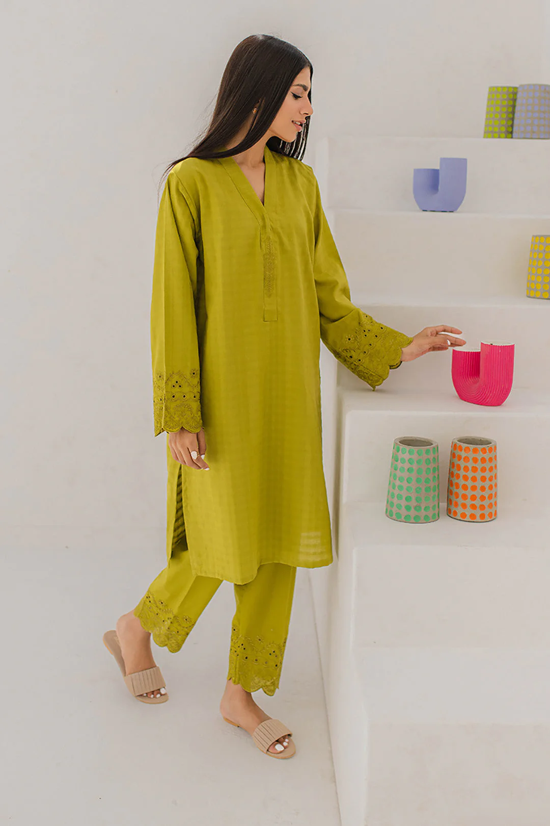 Embroidered Kurta Trouser - 0652 - Image 3