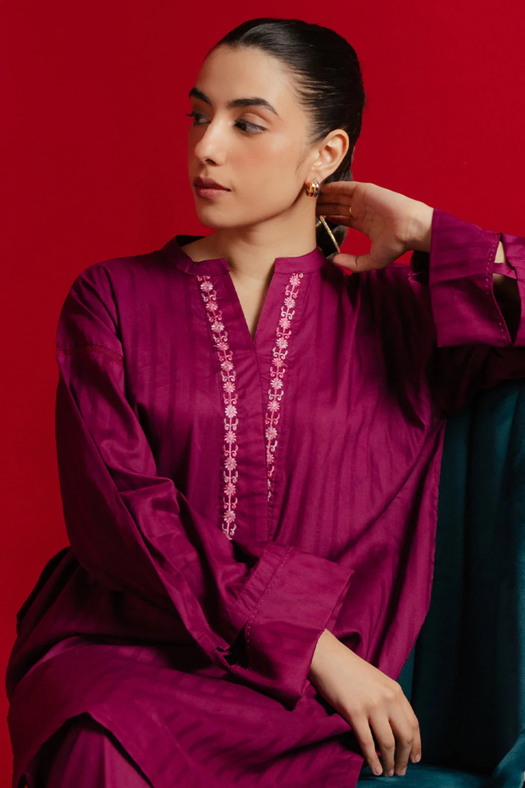 Embroidered Kurta Trouser - 1213 - Image 6