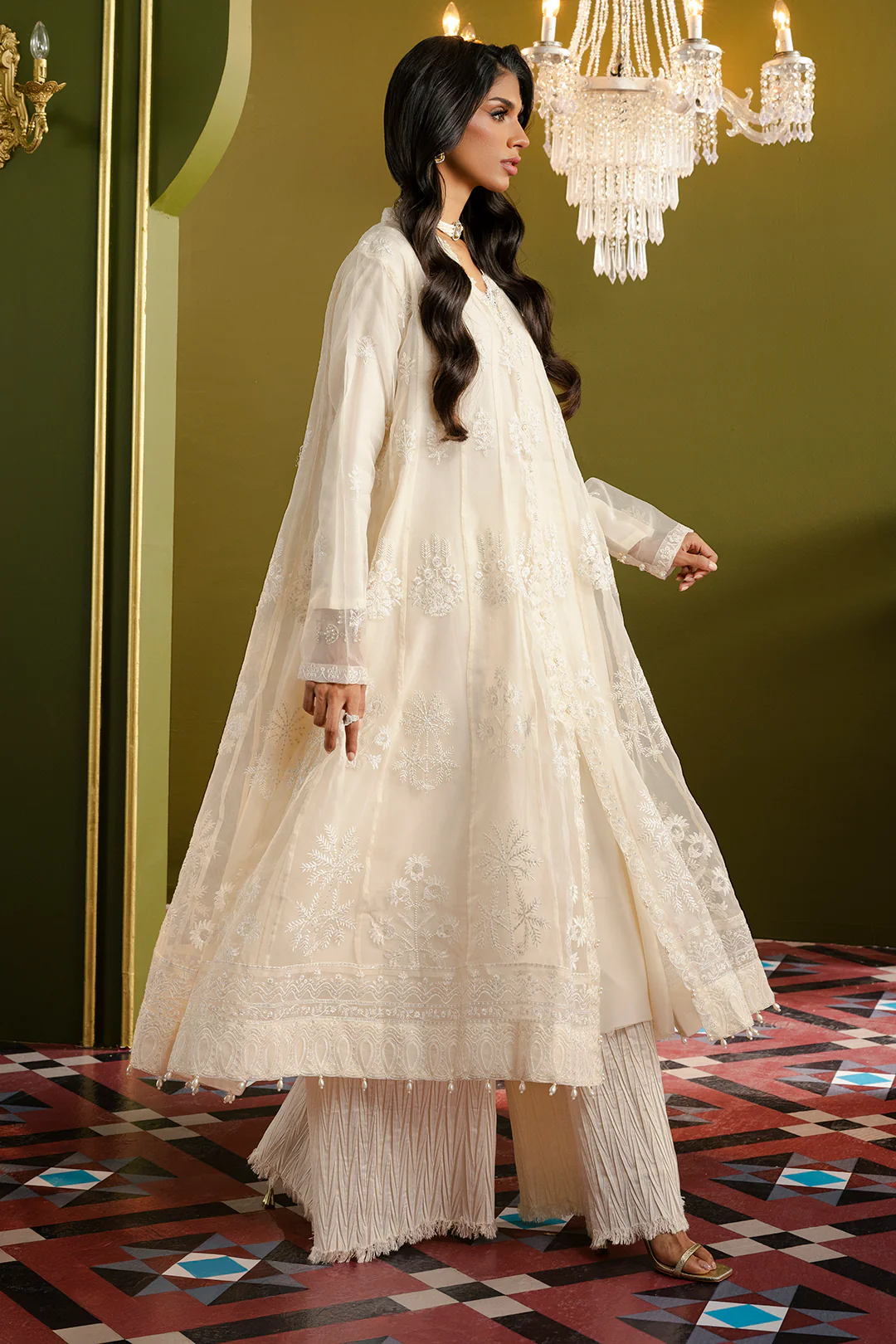Front Open Frock With Crushed Plazo - 0711 - Image 13