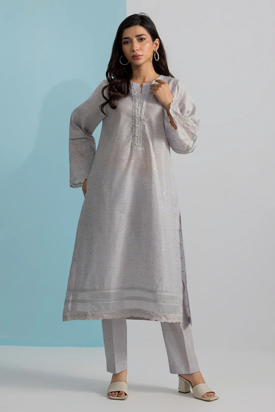 Embroidered Kurta Trouser - 1976