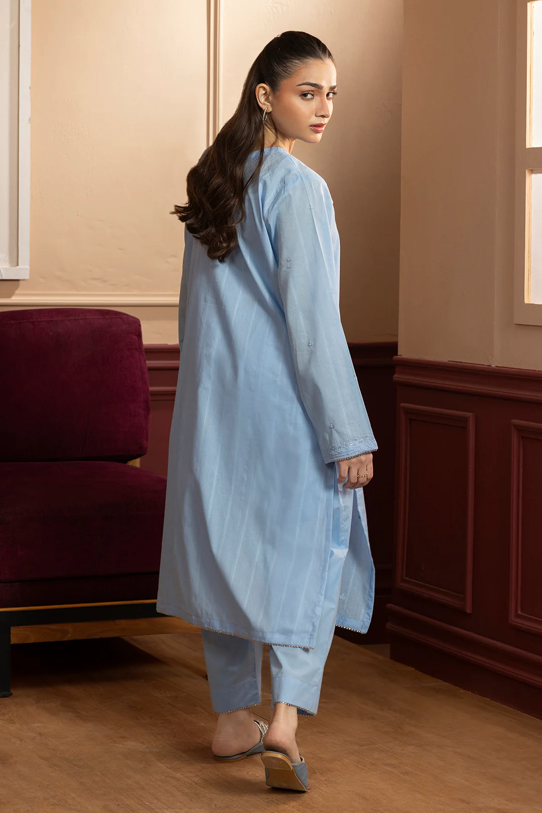 Embroidered Kurta Trouser - 1821 - Image 10
