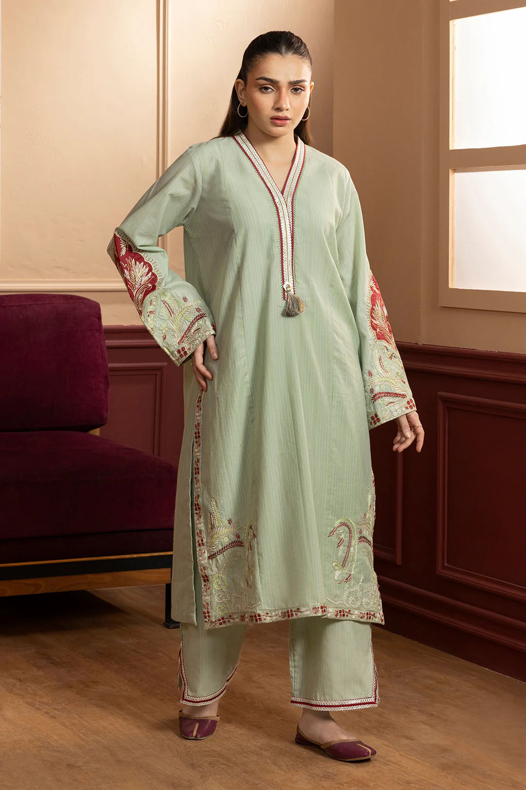Embroidered Kurta Trouser - 2660 - Image 3