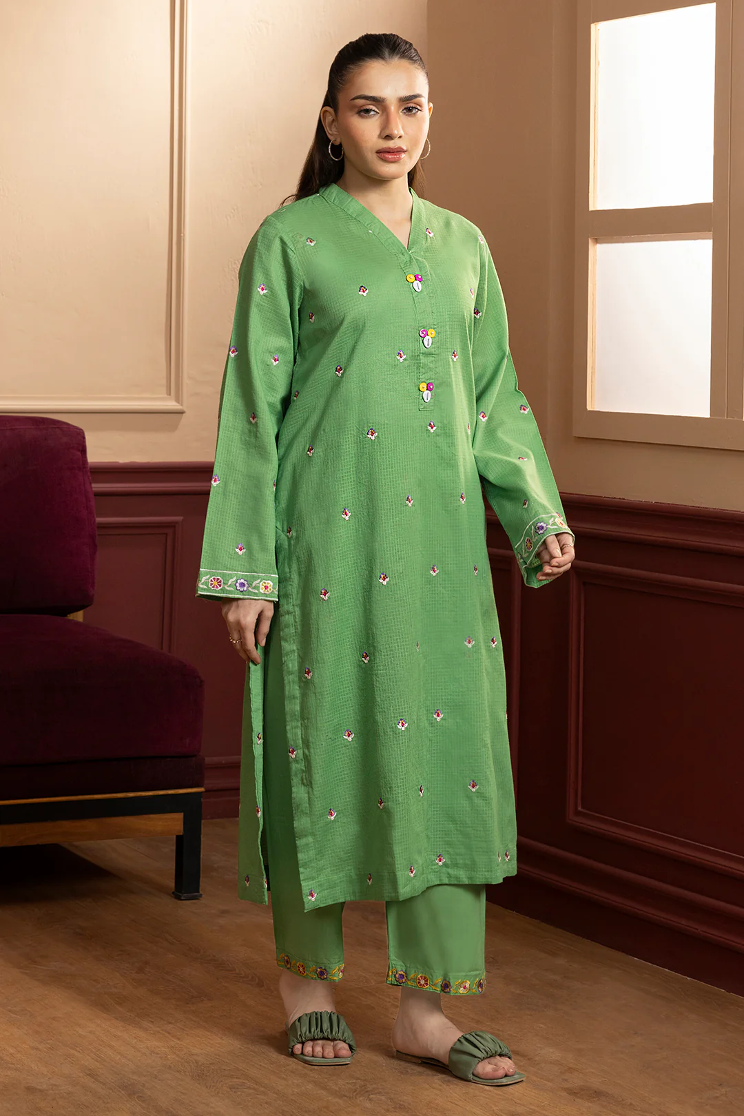 Embroidered Kurta Trouser - 2678 - Image 5