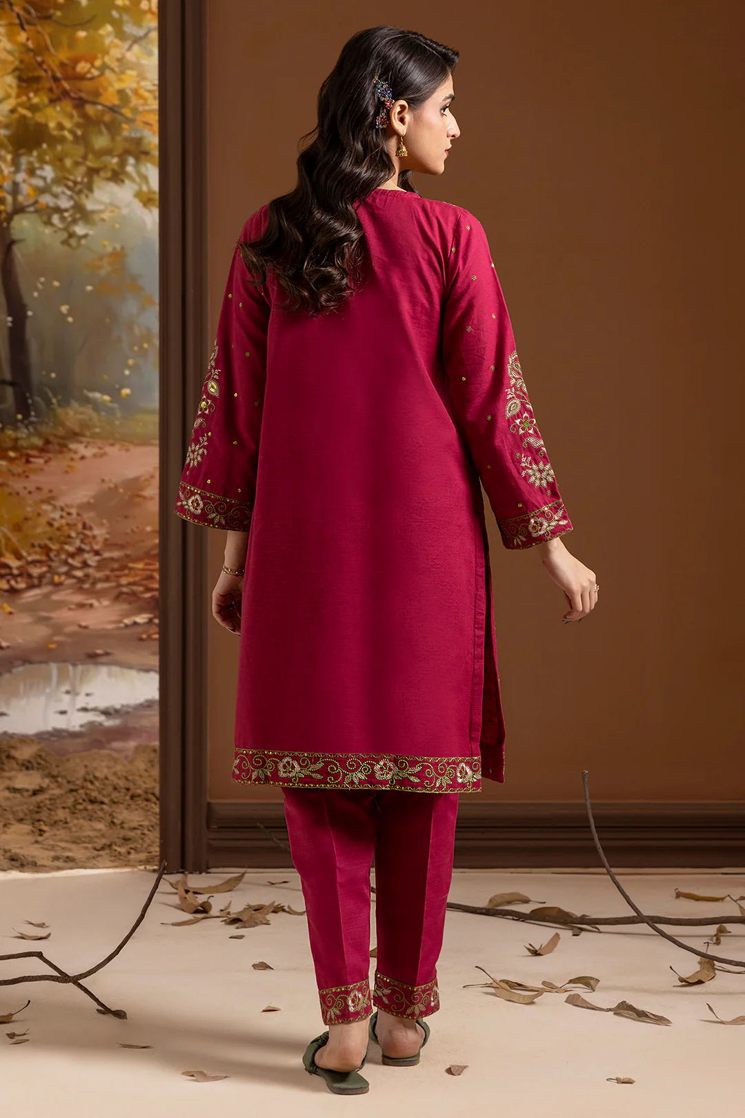 Embroidered Kurta Trouser - 3366 - Image 10