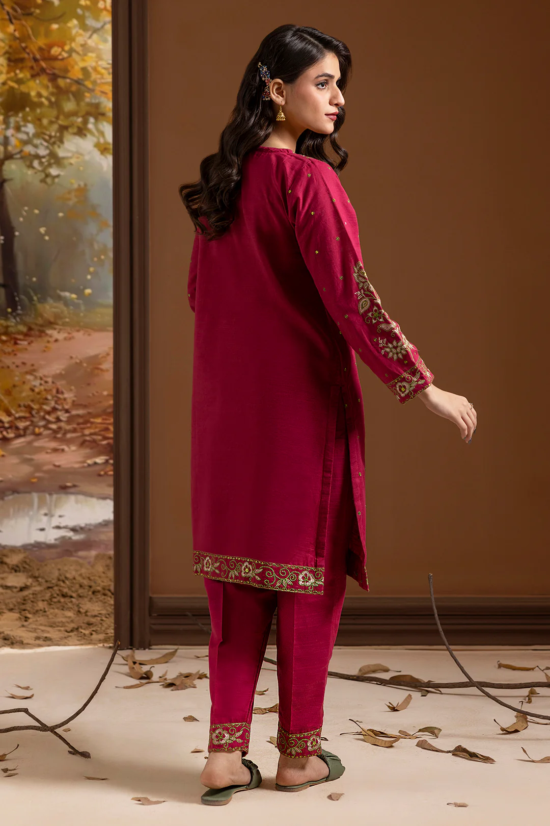 Embroidered Kurta Trouser - 3366 - Image 9