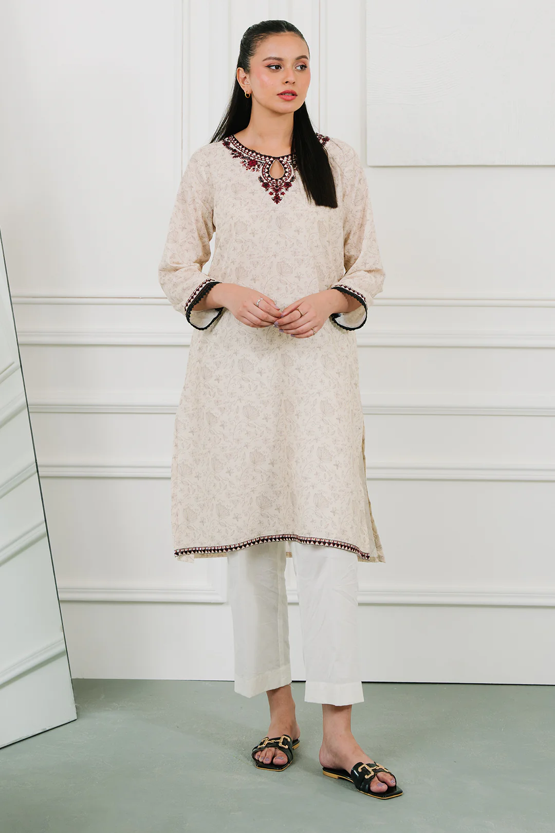 Embroidered  Kurta - 1848 - Image 2