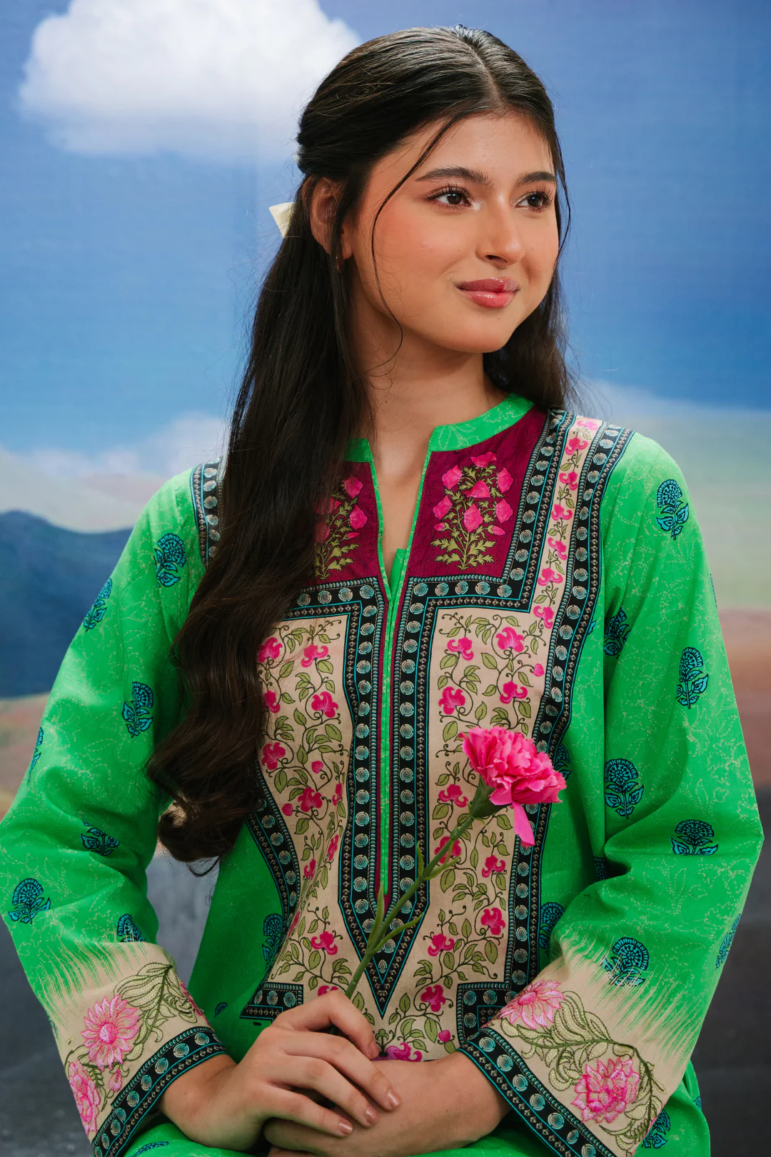 Embroidered Kurta - 2040 - Image 3