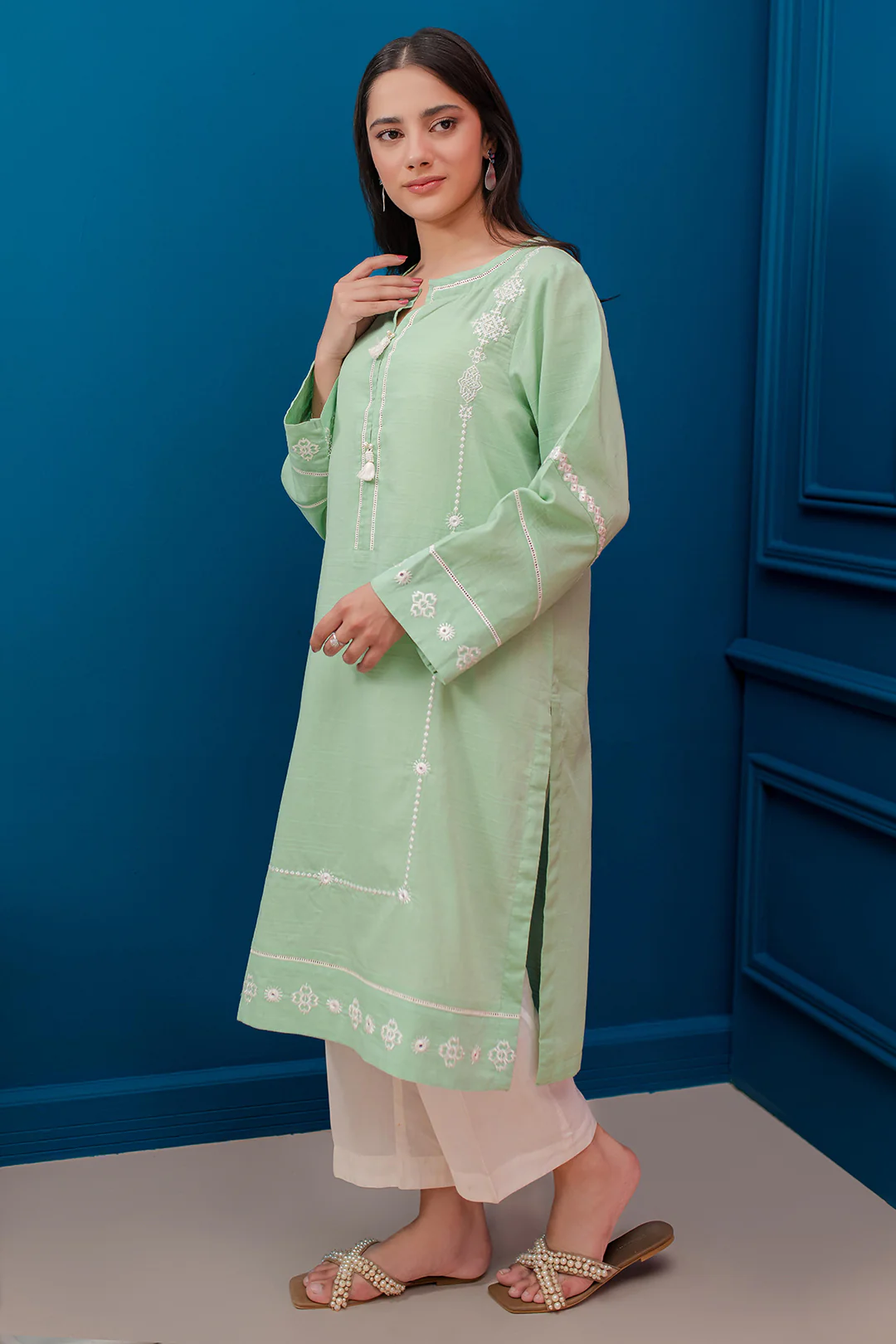 Embroidered Kurta - 2049 - Image 3