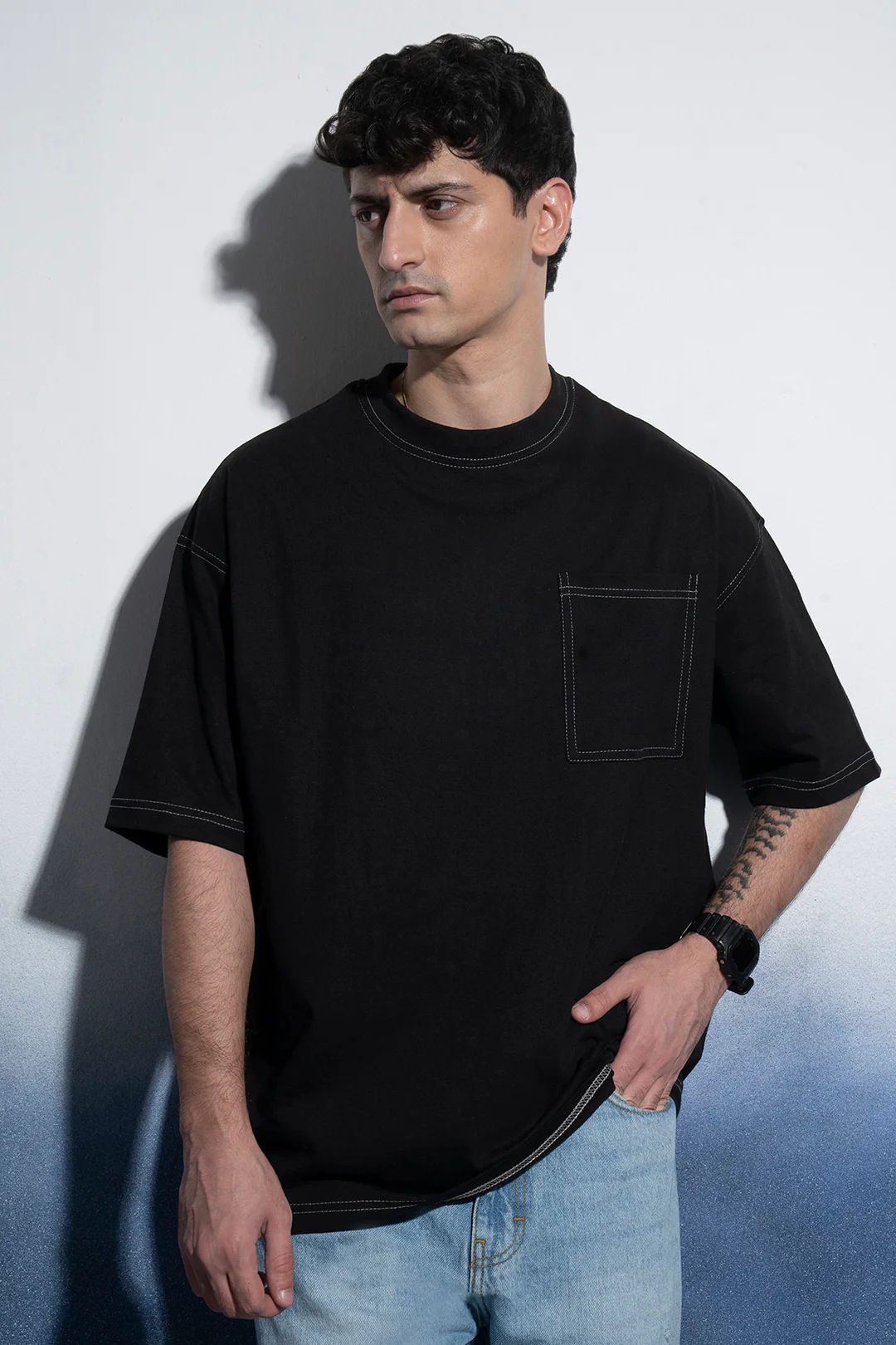 Basic Oversized Pocket T-Shirt - D029 - Image 2