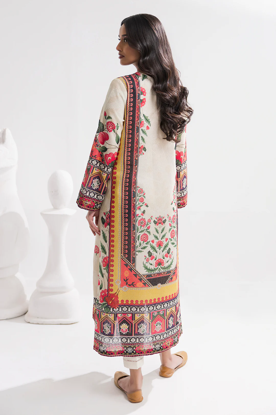 Printed Kaftaan Slub Textured Dress - 2894 - Image 14