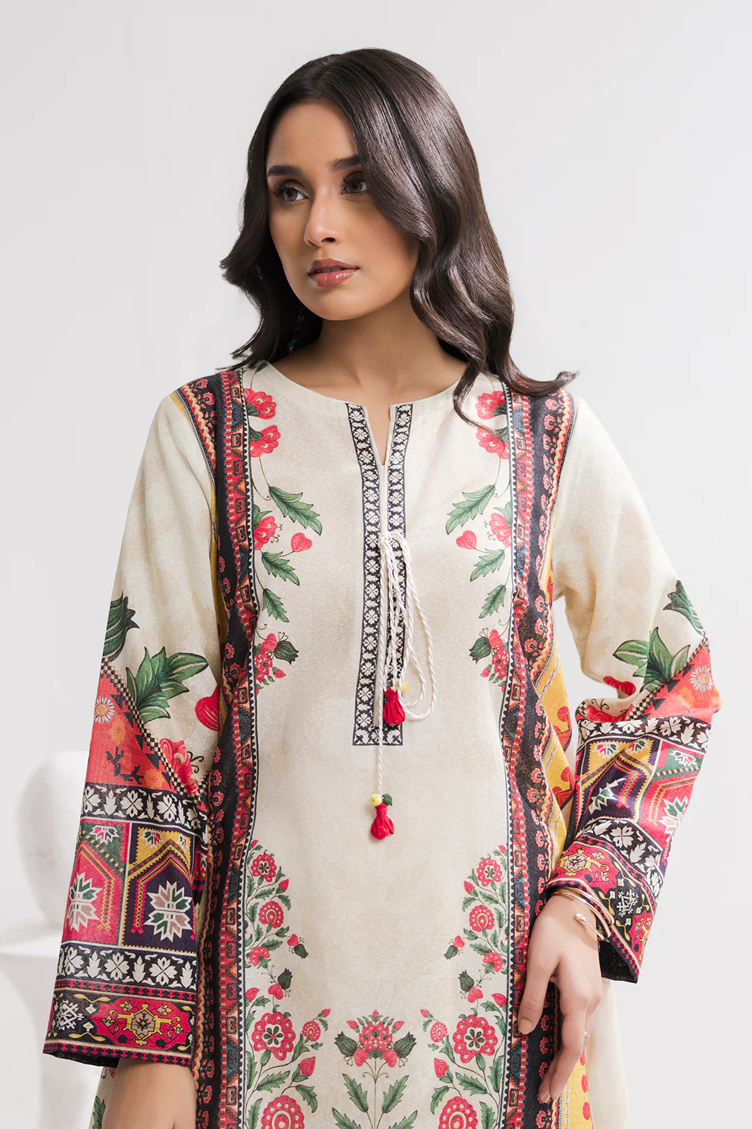 Printed Kaftaan Slub Textured Dress - 2894 - Image 2