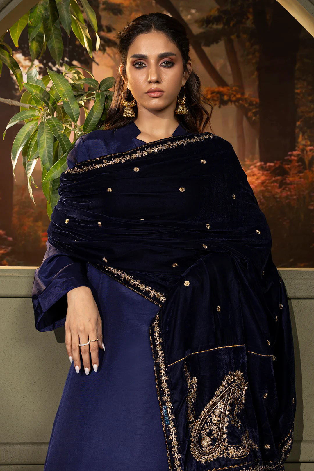 Zari Embroidered Shawl - 0030 - Image 9