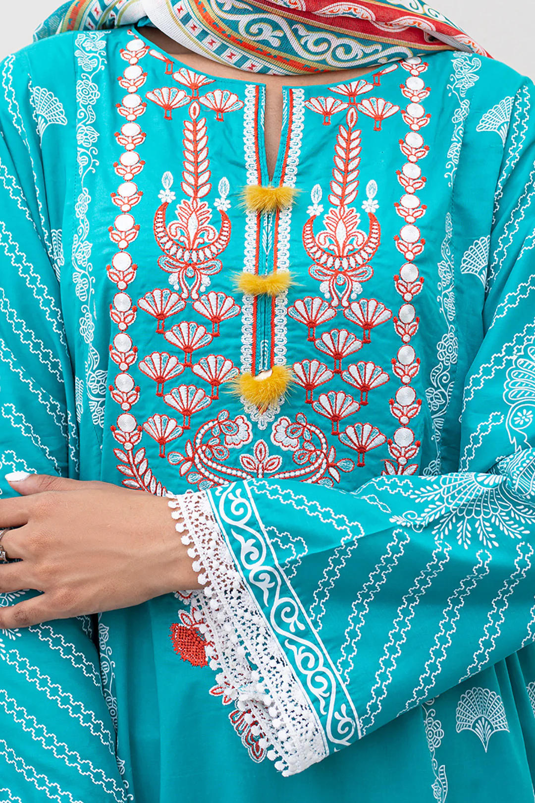 Embroidered Shirt Dupatta - 0391 - Image 4