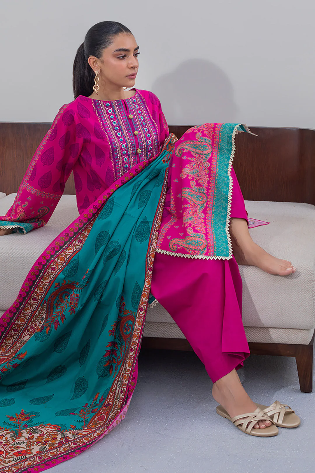 Embroidered Shirt Dupatta - 0613 - Image 3