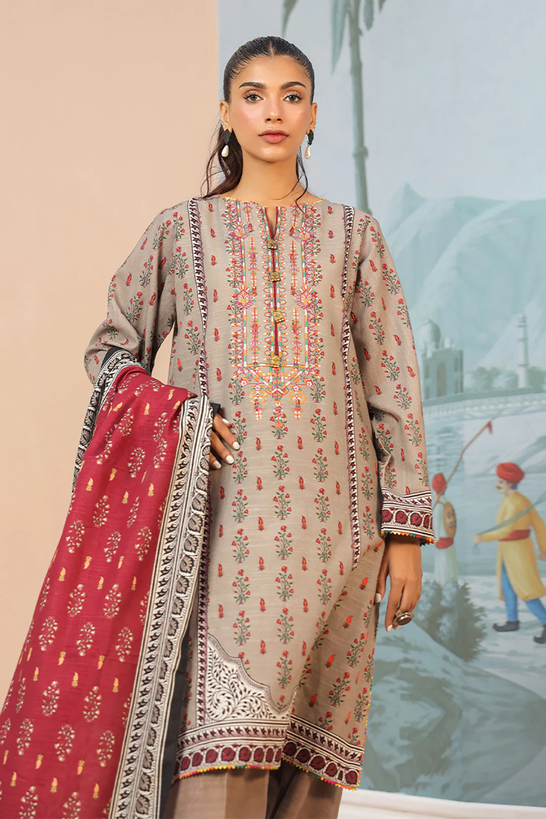 Embroidered Shirt Dupatta - 0797 - Image 3