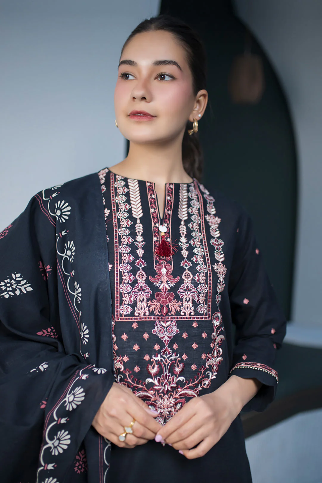 Embroidered Shirt Dupatta - 0858