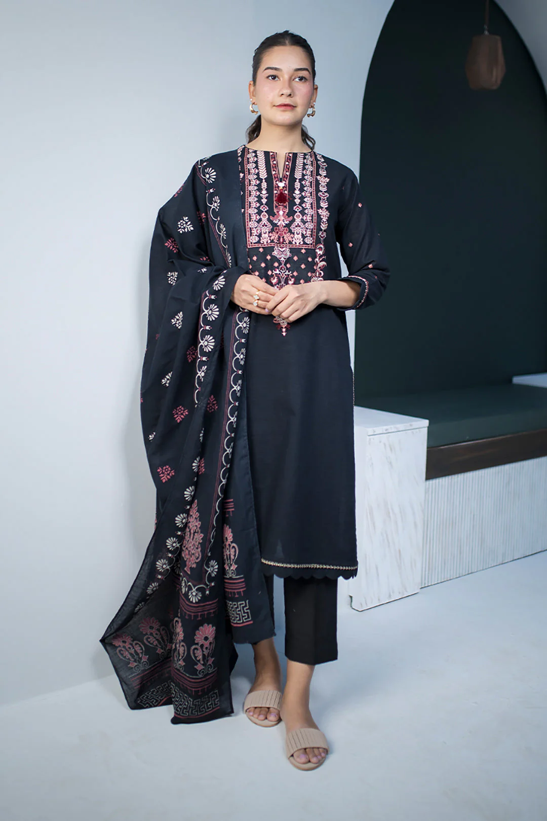 Embroidered Shirt Dupatta - 0858 - Image 2