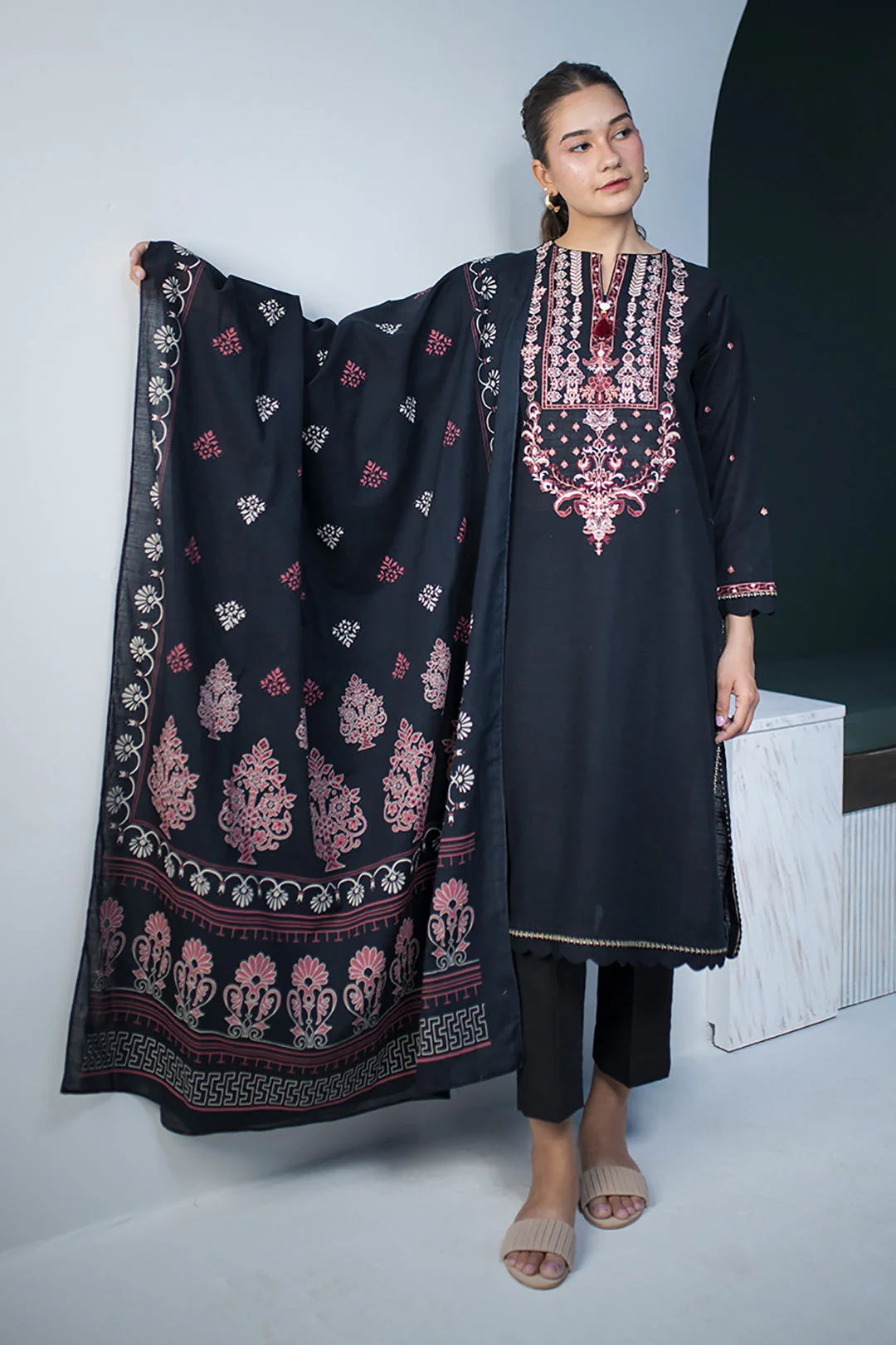 Embroidered Shirt Dupatta - 0858 - Image 3