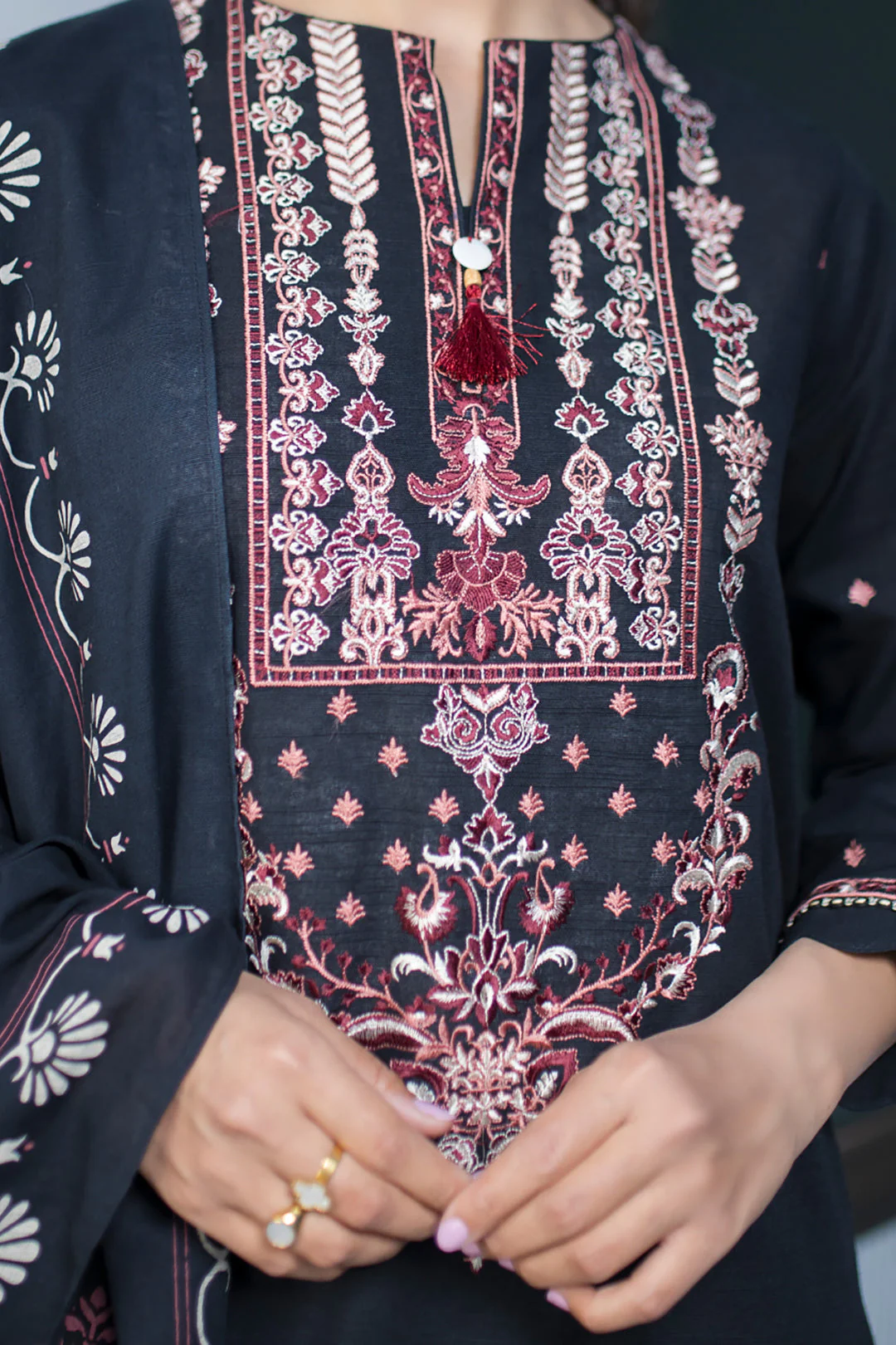 Embroidered Shirt Dupatta - 0858 - Image 4