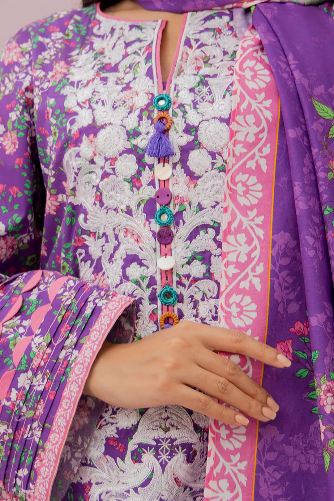 Embroidered Shirt Dupatta - 0873 - Image 4