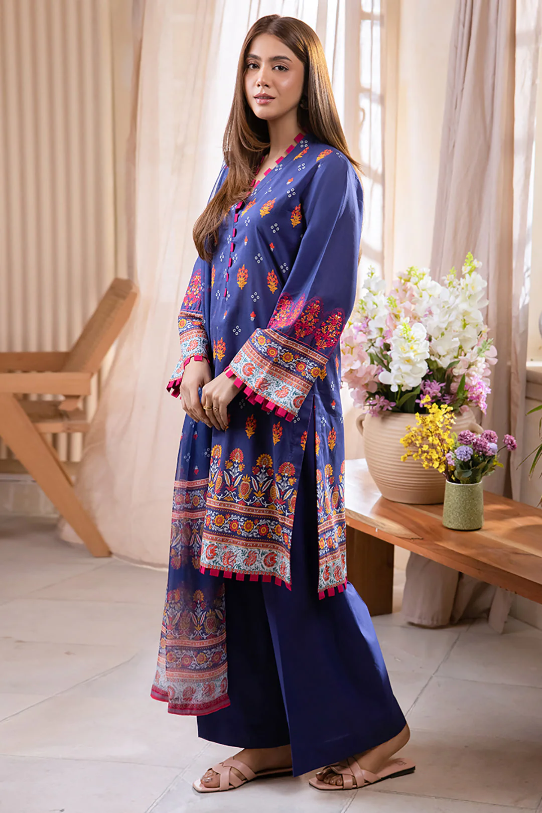 Embroidered Shirt Dupatta - 1619 - Image 2