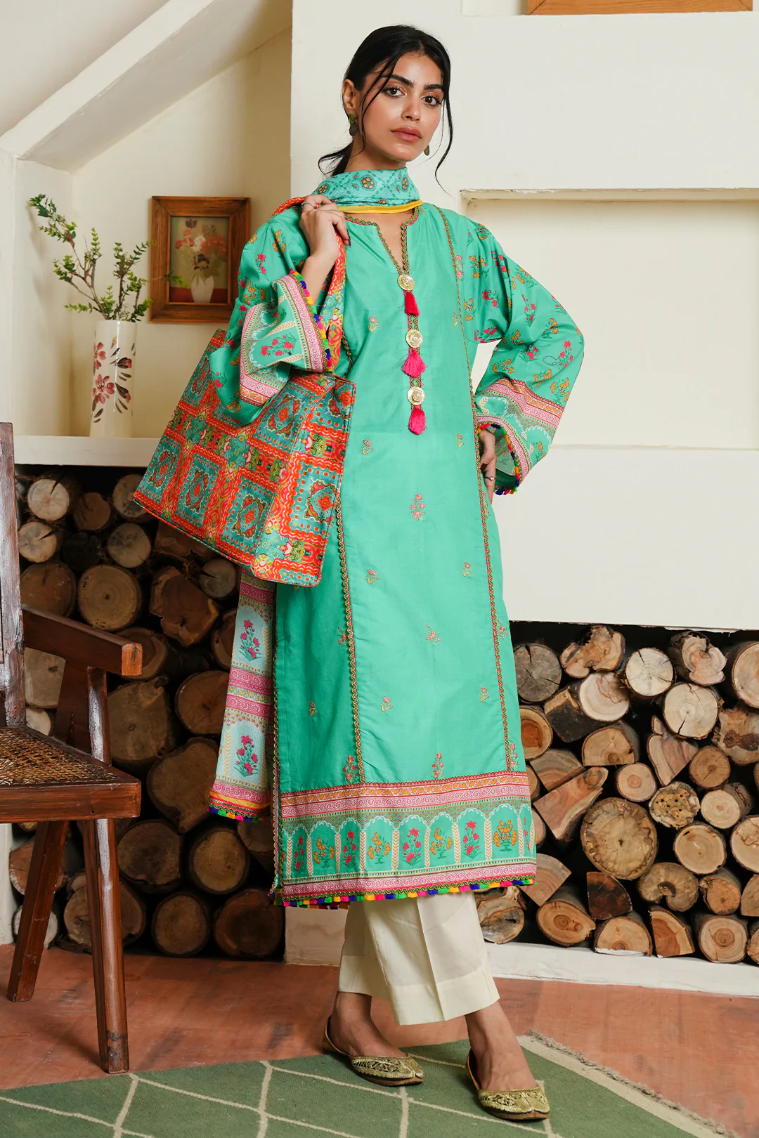 Embroidered Shirt Dupatta - 0019 - Image 2