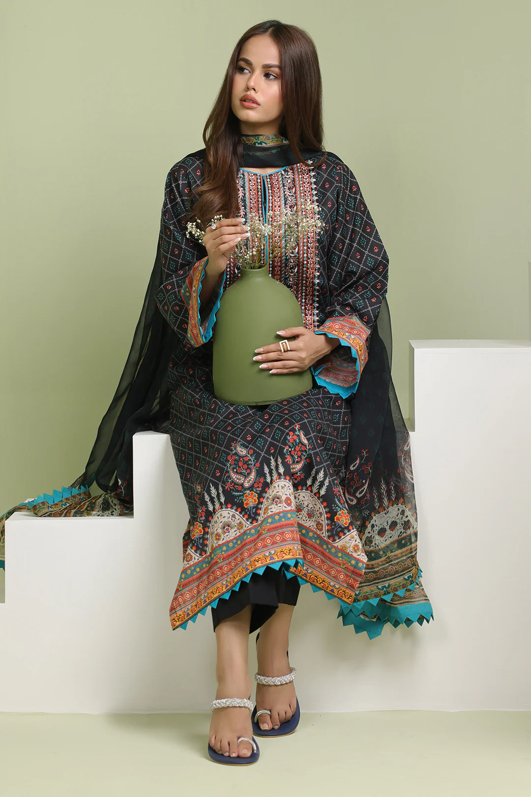 Embroidered Shirt Dupatta - 1689 - Image 3