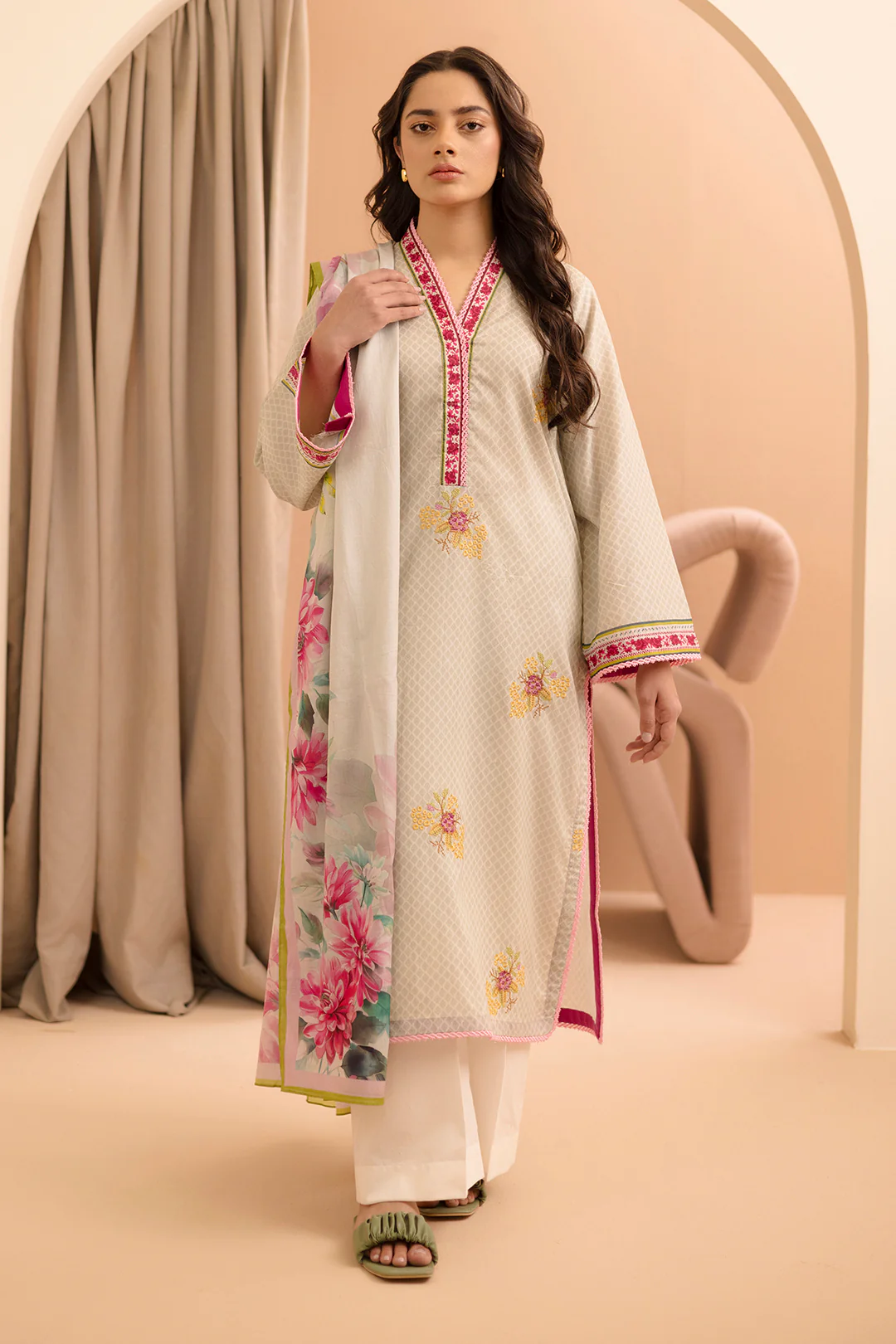 Embroidered Shirt Dupatta - 0239 - Image 7