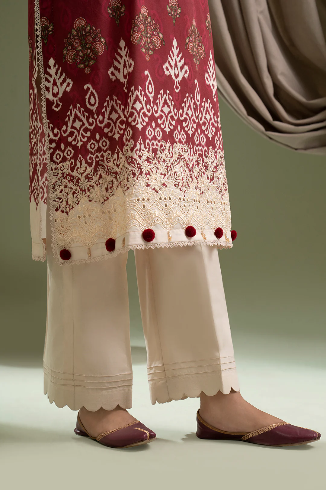Embroidered Shirt Dupatta - 0421 - Image 10
