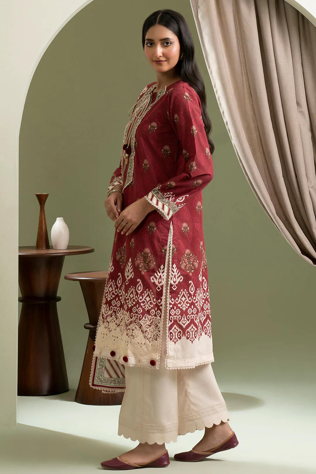 Embroidered Shirt Dupatta - 0421 - Image 8
